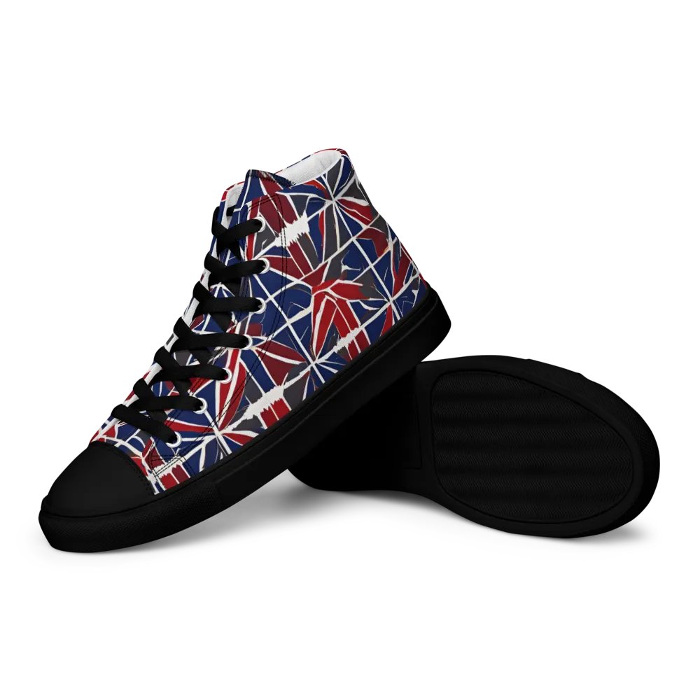 Red And Blue Mosaic Men's High Top Shoes product image (12)