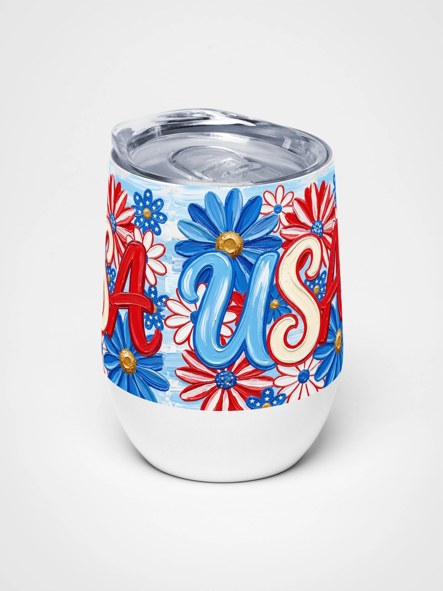 Patriotic USA Floral Wine Tumbler product image (5)
