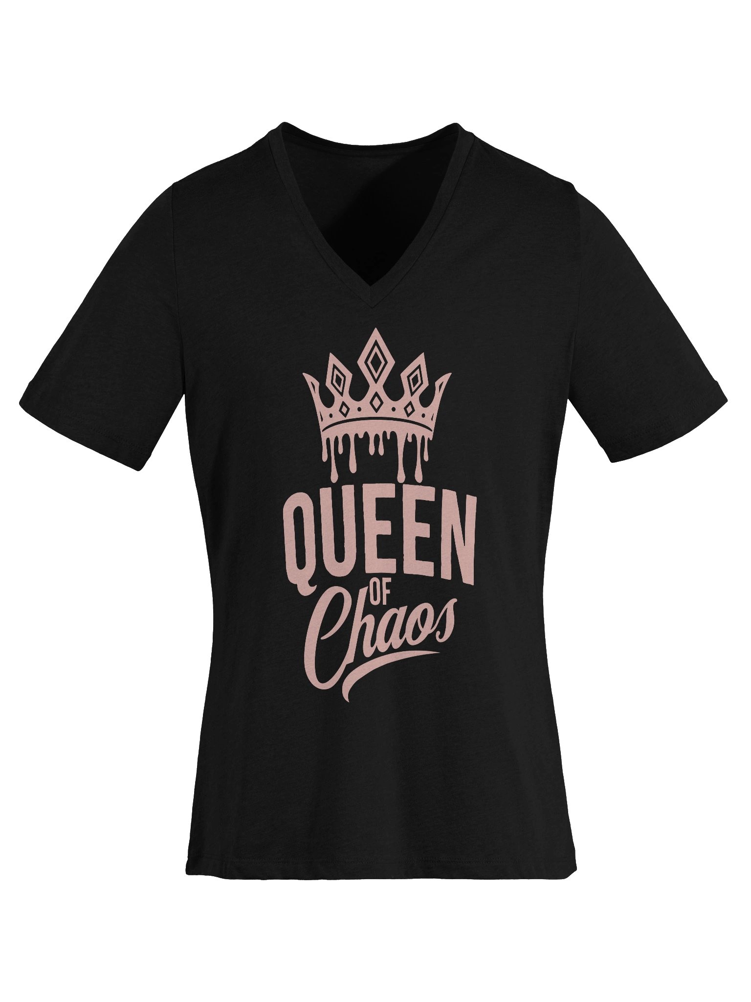 Queen of Chaos V-neck Tee (Pink Text) product image (22)
