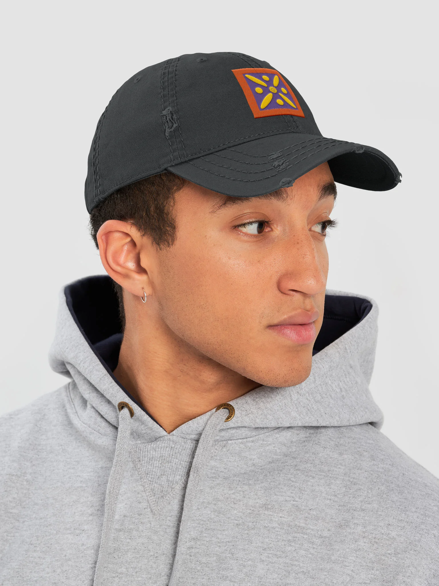 Derafsh Kaviani Distressed Dad Hat, Sassanid Empire Distressed Dad Hat, Persian Embroidery Distressed Dad Hat product image (25)