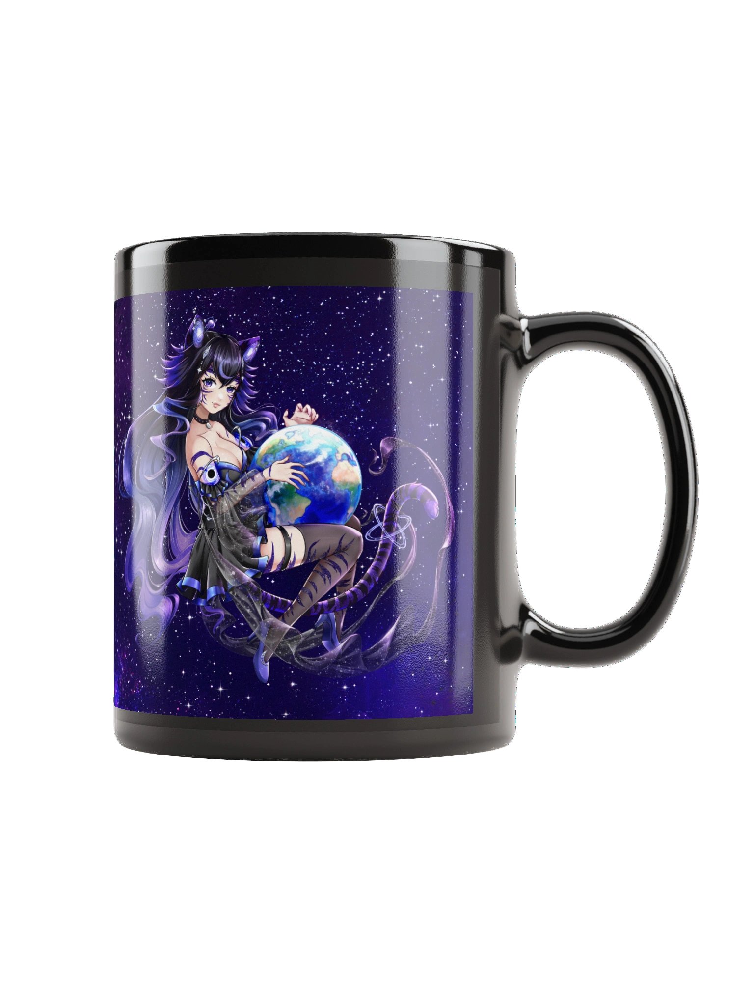 Floating Moona in Galaxy Black Glossy Mug product image (1)