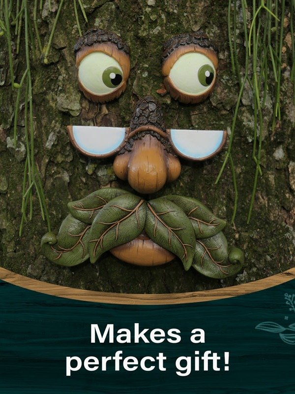 Tree Faces Decor - Glow in the Dark Outdoor Yard Art Garden Decoration - Unique Peeker for Outdoors and Indoors - Old Man Tree Hugger Art product image (3)