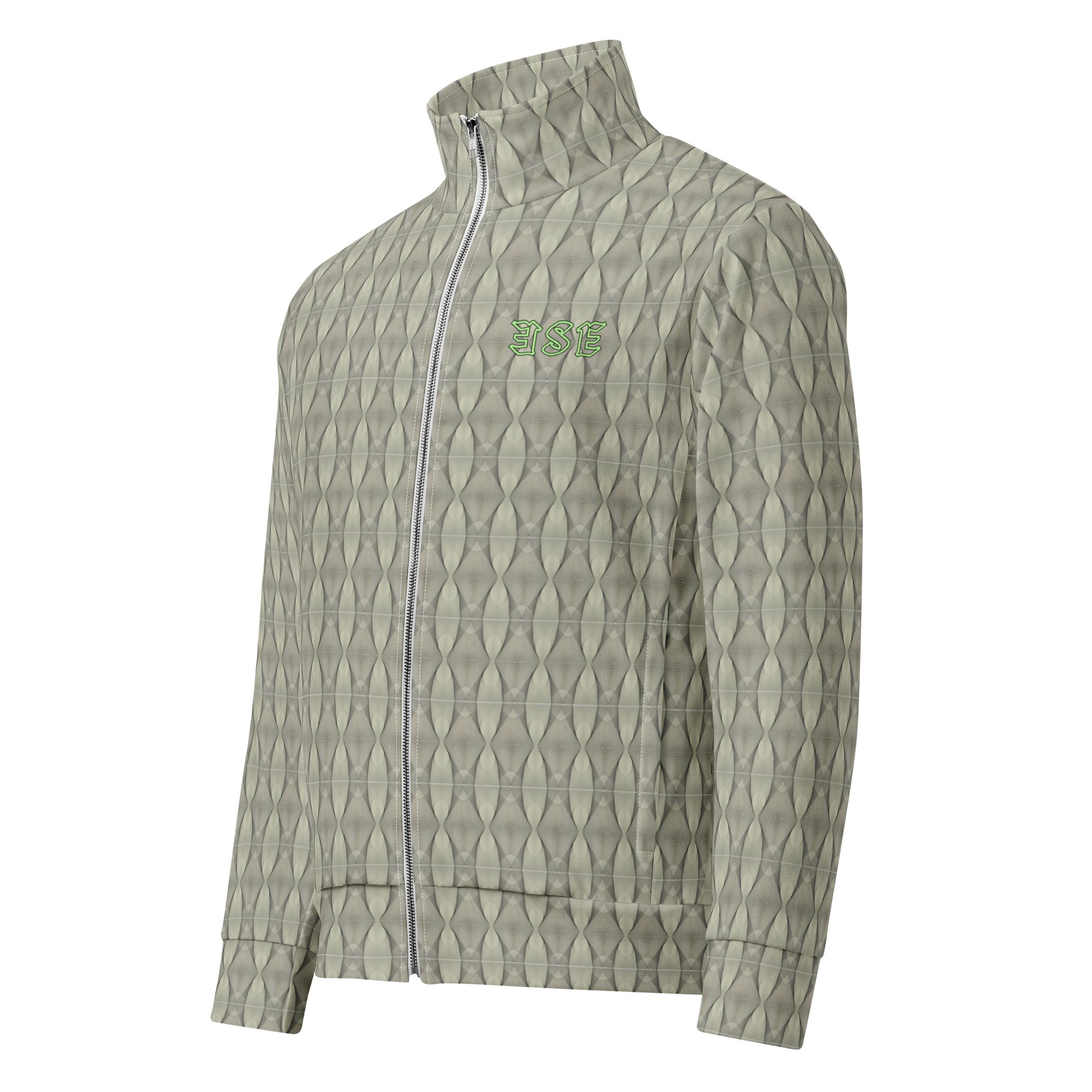 Adventure-Ready Recycled Track Jacket Sage Texture: Symmetrisches Blättermuster product image (3)
