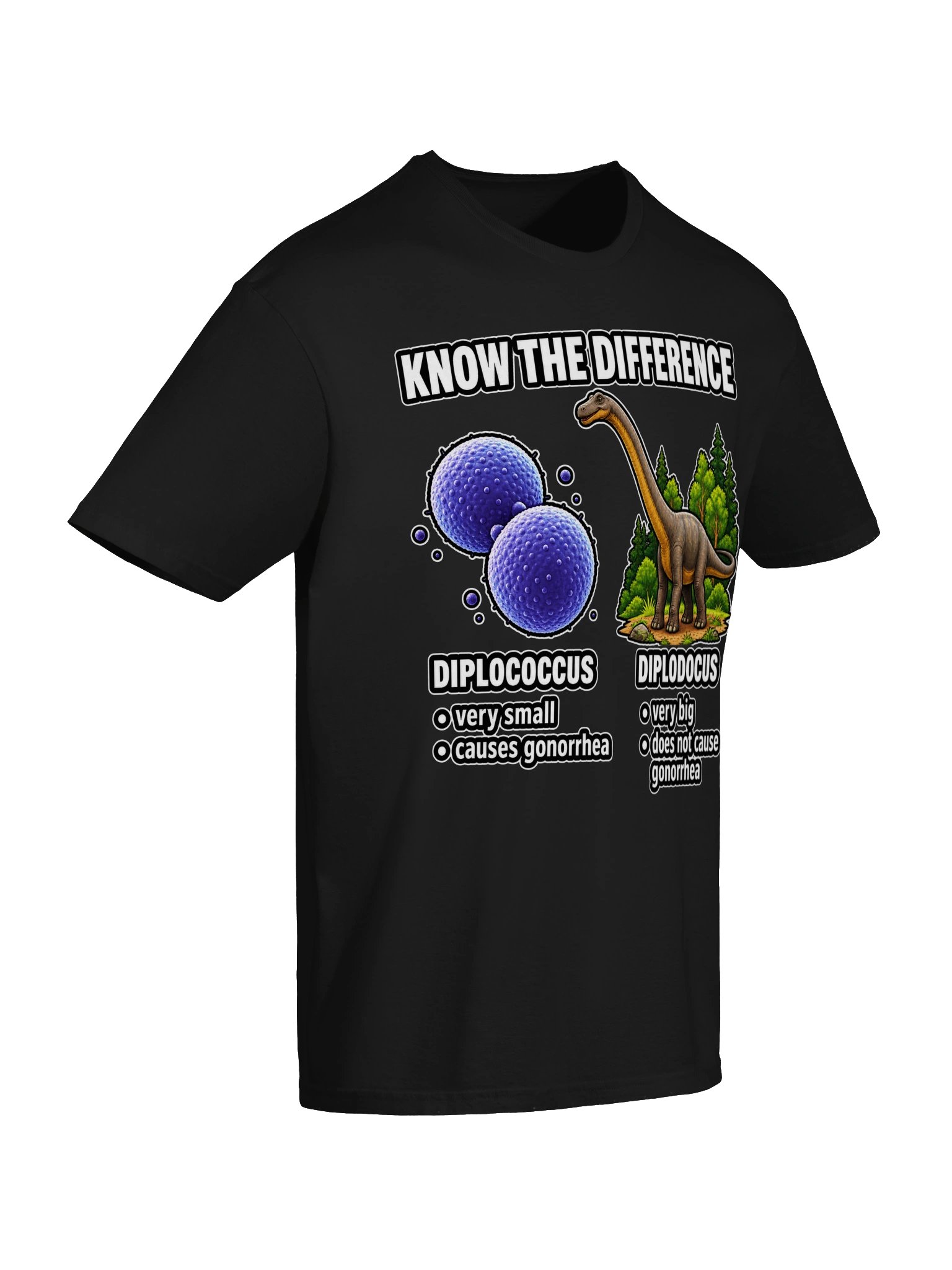 Diplococcus vs Diplodocus – Know the Difference Funny Science T-Shirt product image (6)