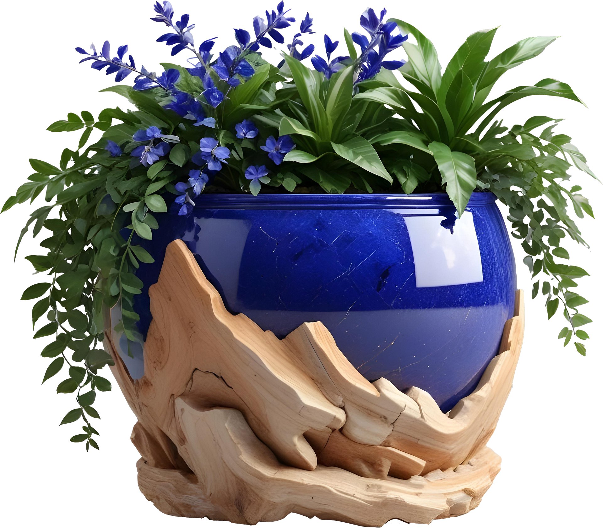 Wood & Lapis Elegance – Vase PNG SPA decor product image (1)