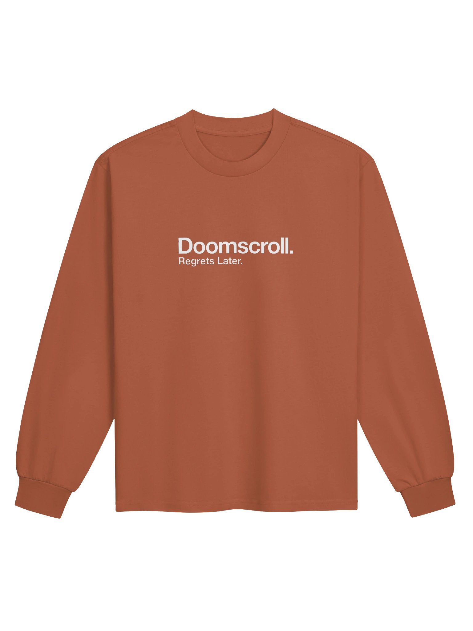 “Doomscroll. Regrets Later.” — Unisex Premium Heavyweight Long Sleeve Tee product image (2)