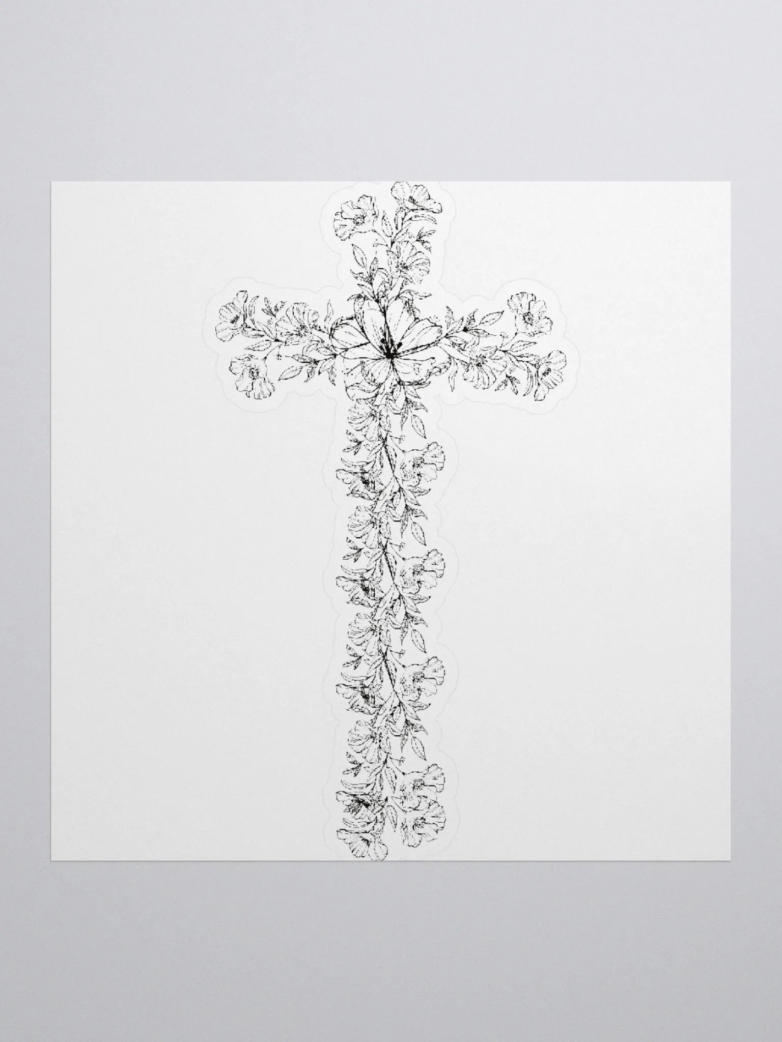 Black & White Floral Cross Sticker product image (2)