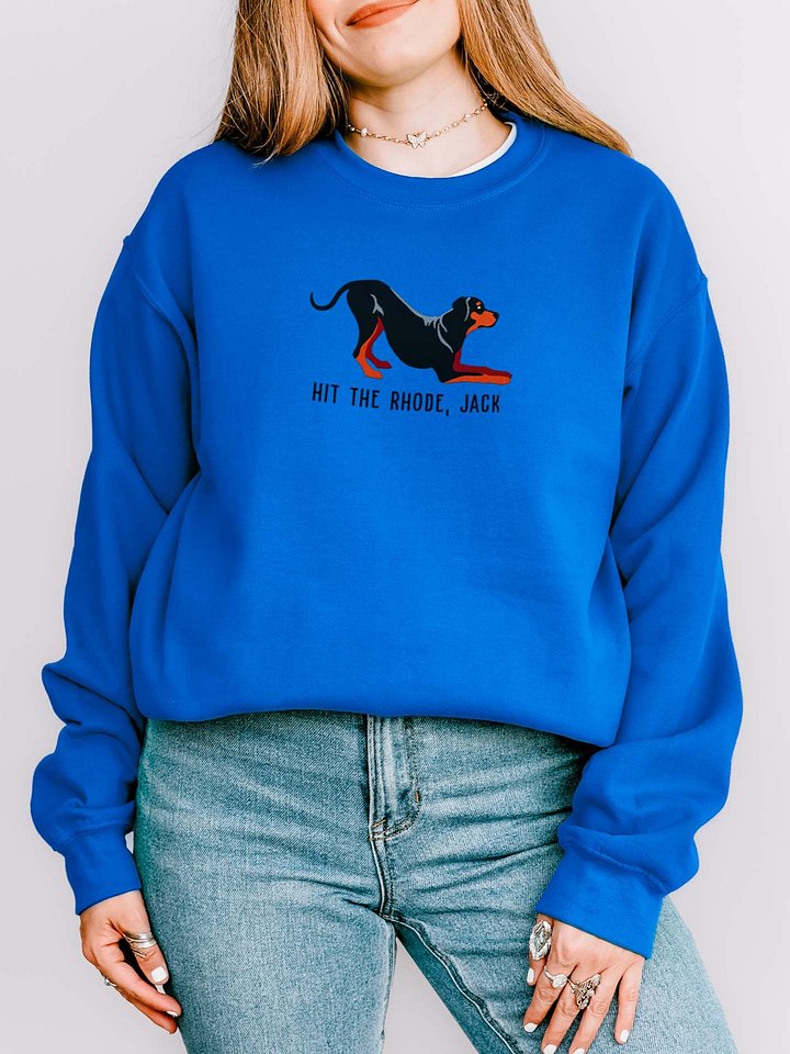 Hit the Rhode, Jack Sweatshirt (Embroidered) of a Rhodesian Ridgeback(Black & Tan) product image (2)