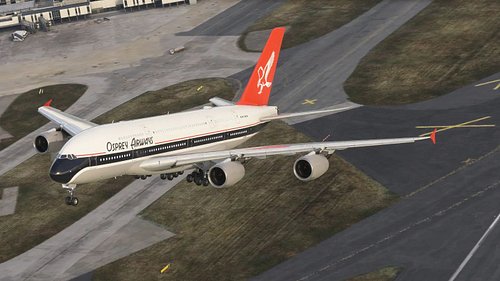 Some community images of the mighty @flybywiresim A380X in @msfsofficial with our Osprey Airways vintage livery painted by Za...