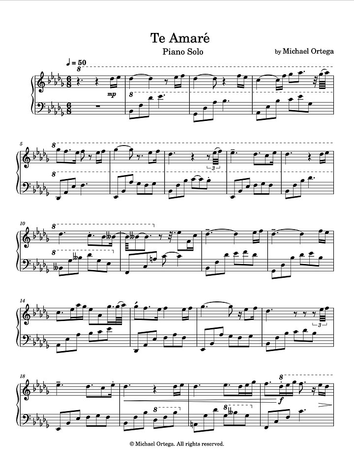 Te Amaré (Piano Score) product image (1)