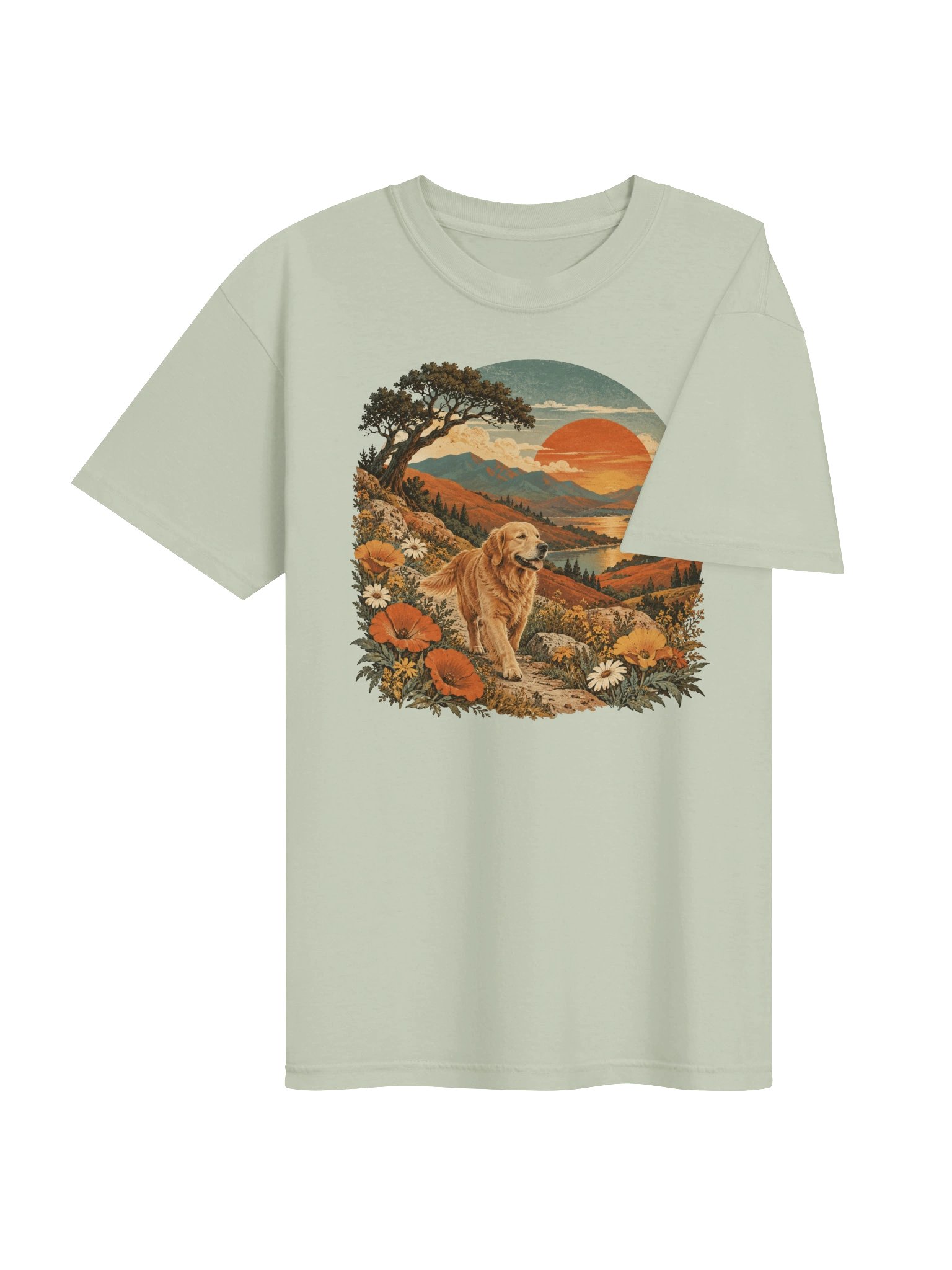 Retro Golden Retriever T-Shirt | Vintage Dog Lover Graphic Tee | 70s Sunset Dog Shirt product image (4)