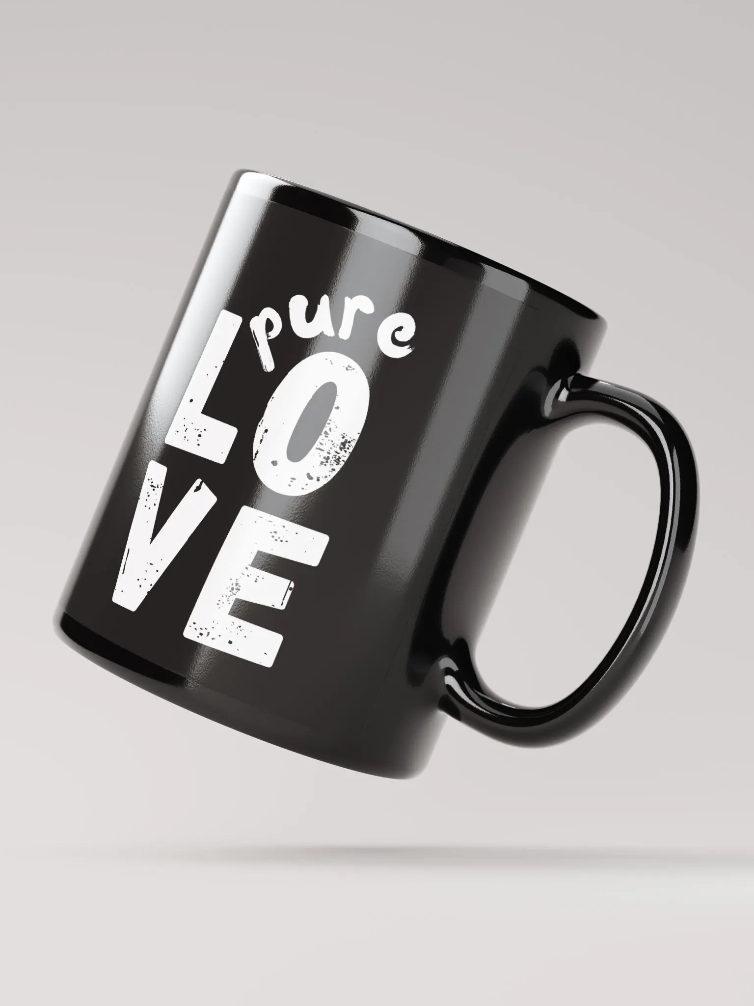 Pure LOVE White - on black glossy Mug product image (4)