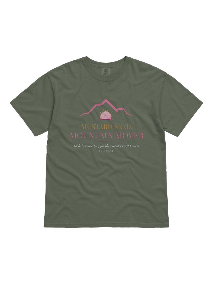 Mustard Seed Mountain Mover, Global Prayer Day for End of Breast Cancer, Prayer Warrior T-Shirt, Comfort Color Shirt (Dark Shade) product image (4)