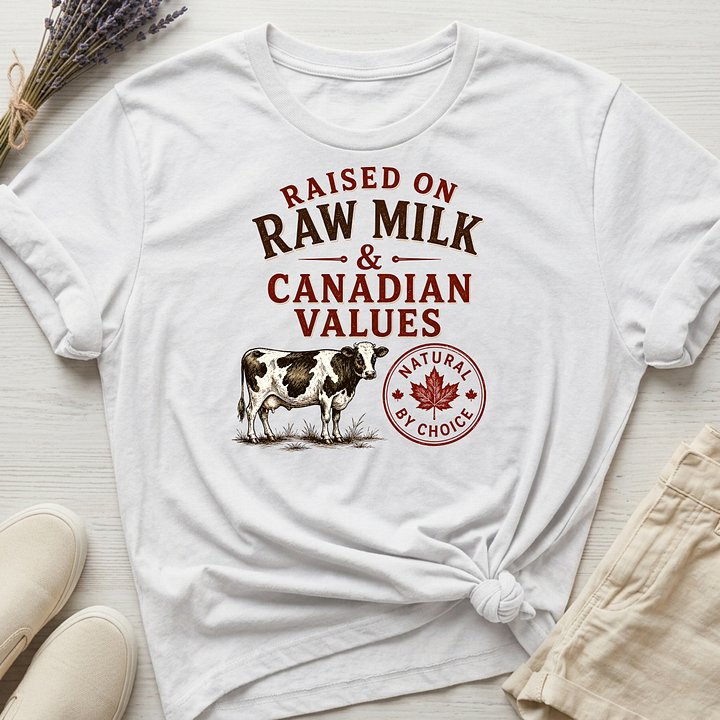 Canada Day: "Raised On Raw Milk And Canadian Values" Organic T-Shirt product image (1)