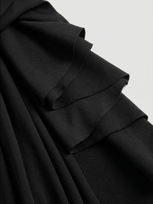 Sweetra Casual Elegant Minimalist Sexy French Pleated Regular Hem Bandeau Ruffle Sleeve Sweetheart Neck Square Neck Midi Tulip Dress For Date Party Cocktail Party Black Summer product image (9)