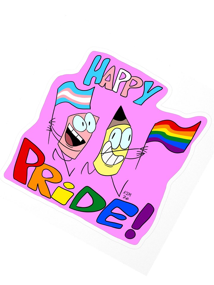 Pencil and Eraser Pride Sticker (Pink BG) product image (2)