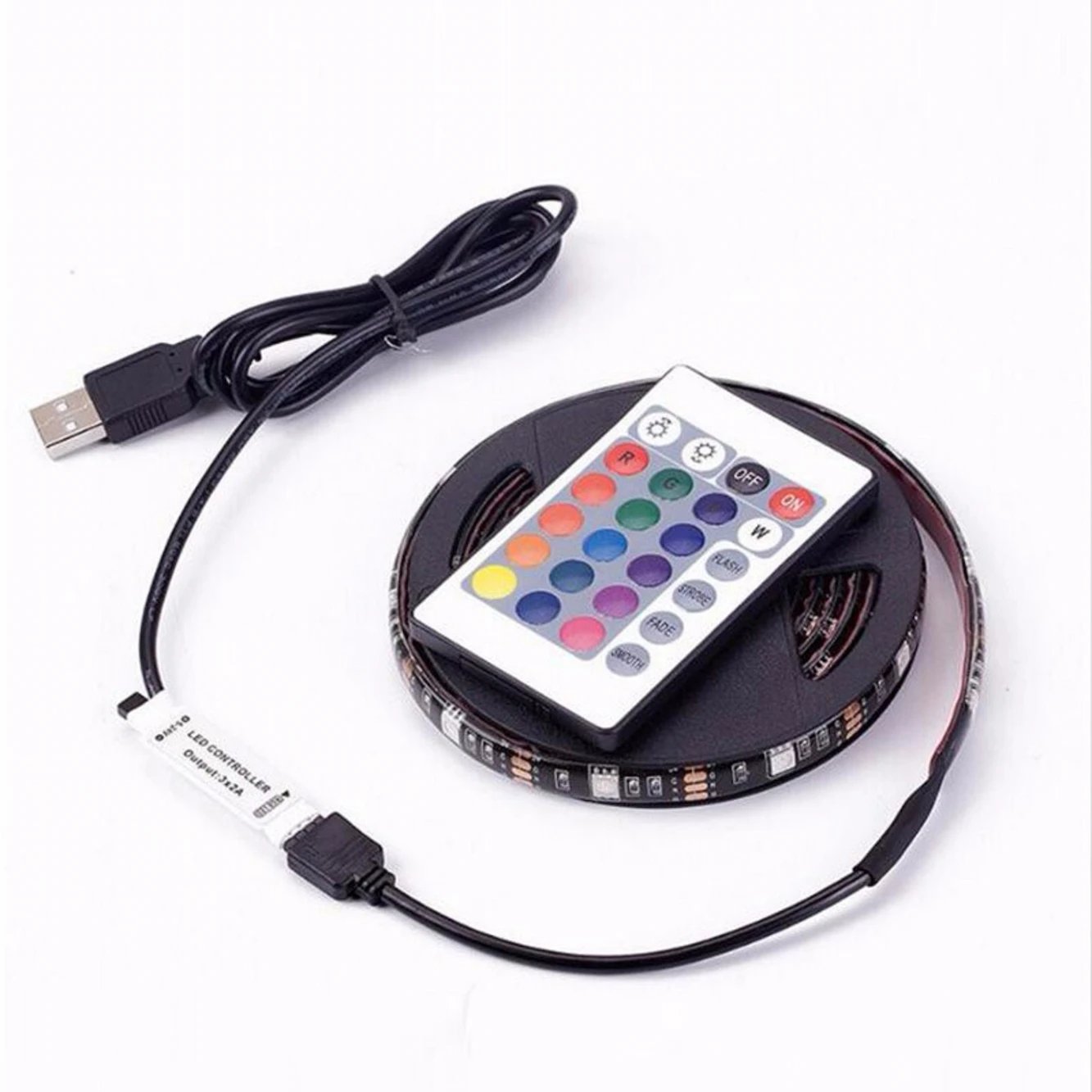 RGB & USB شريط إضاءة ليد ديكوري بطول 3 متر مع منفذ وريموت كنترول product image (5)