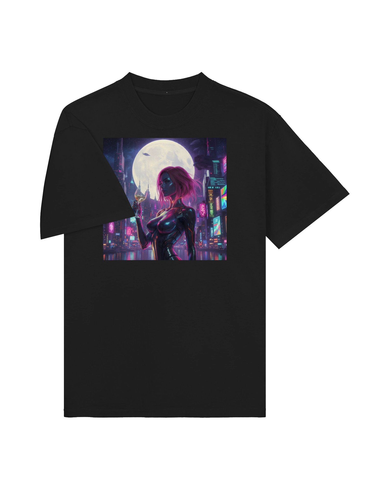 Neon Night Queen | Cyberpunk Futuristic Portrait | Pink Purple City Art product image (3)