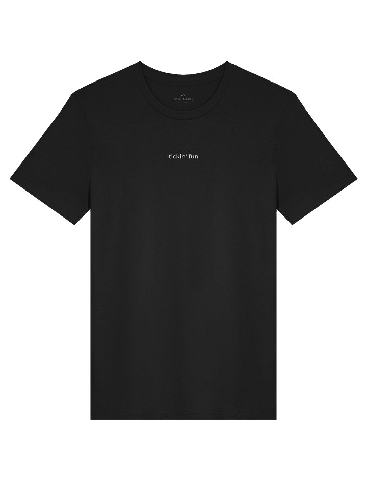 Standard Fit Light Cotton "tickin' fun" Minimalistic T-Shirt, Black product image (1)