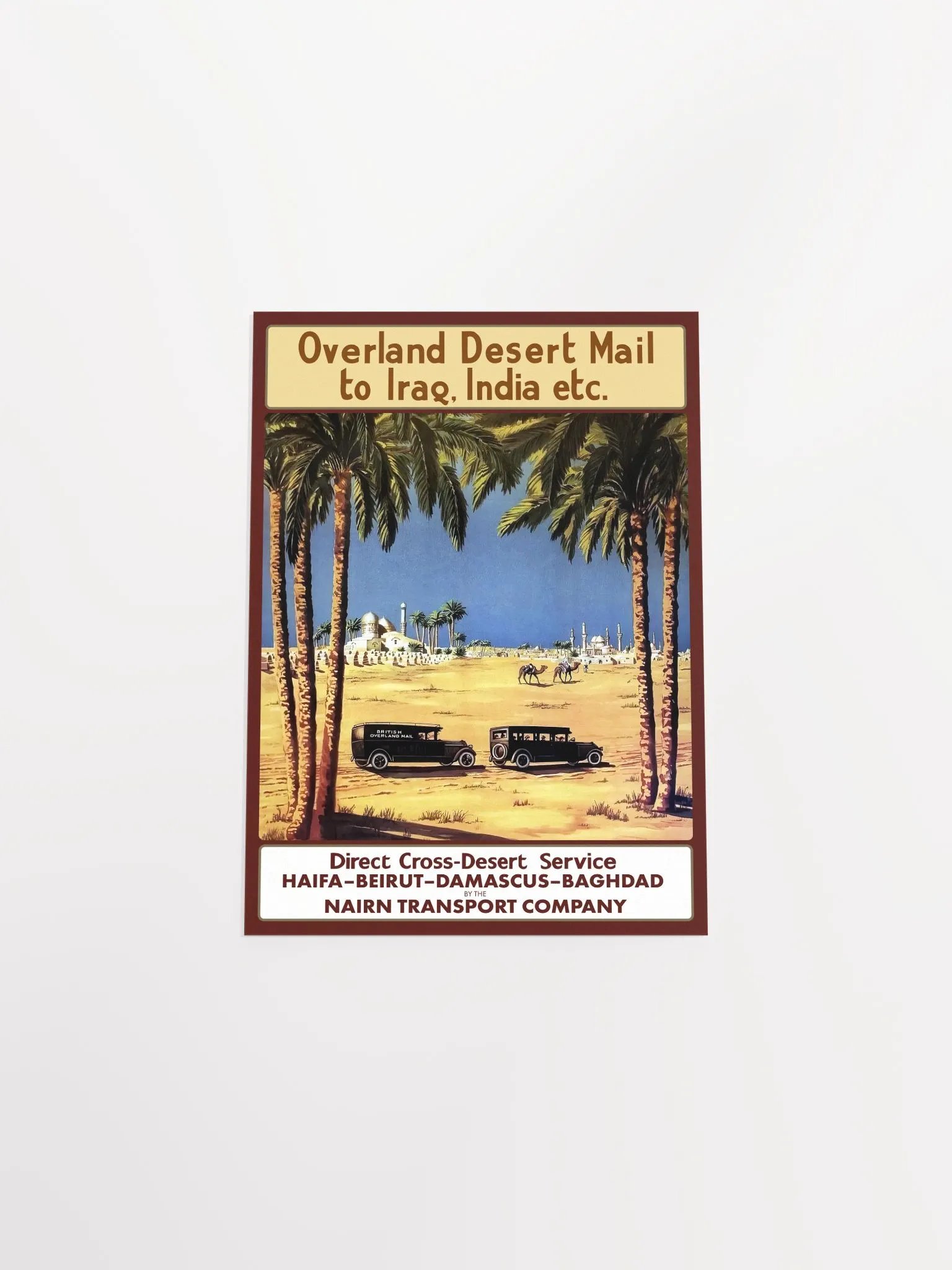 Haifa, Beirut, Damascus, Baghdad. Nairn transport Co. Israel, Palestine, Lebanon, Syria, Iraq 1923 — retro travel poster, vintage travel art product image (9)