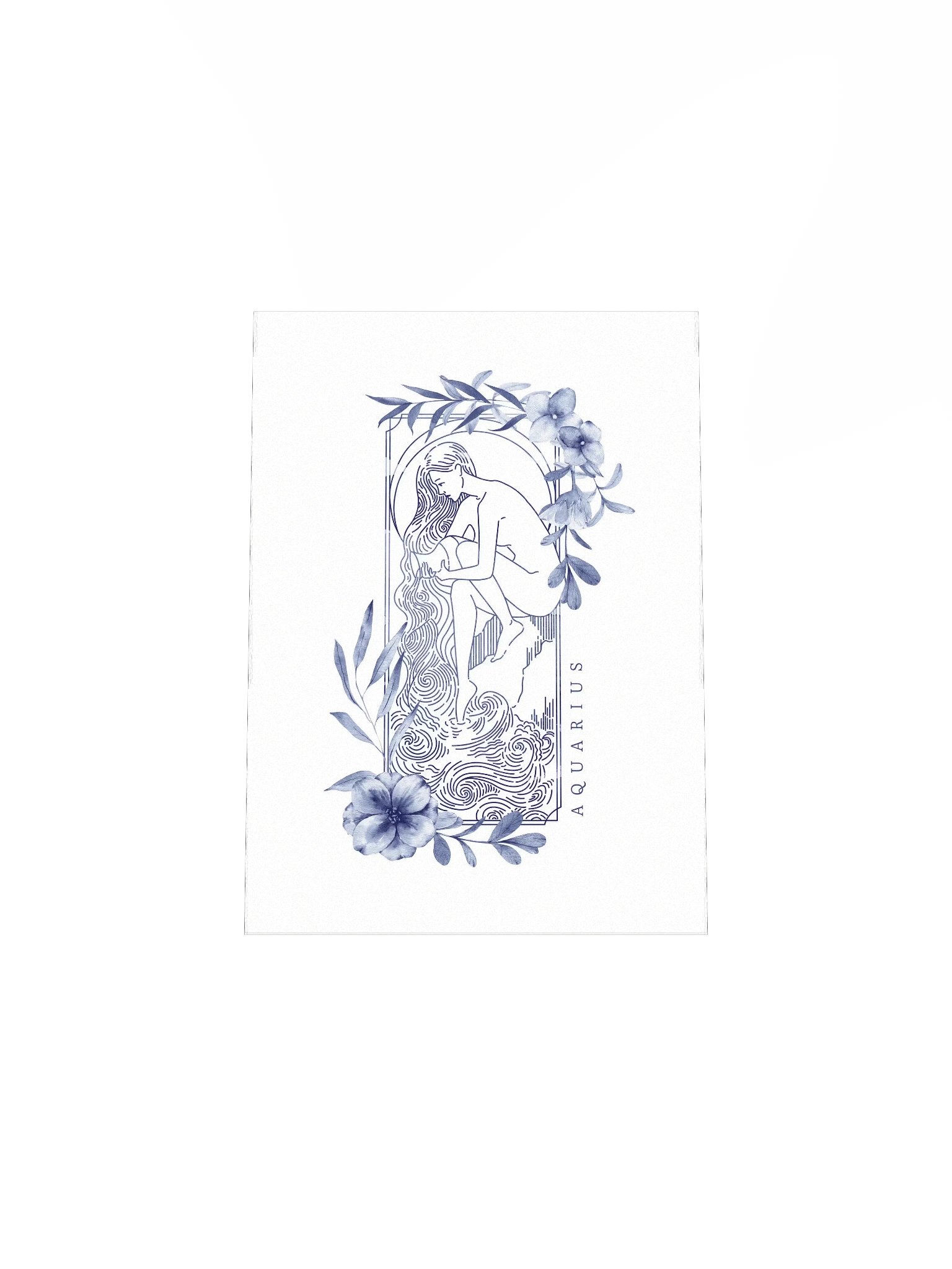 Aquarius Blue Line Art Zodiac Print product image (6)