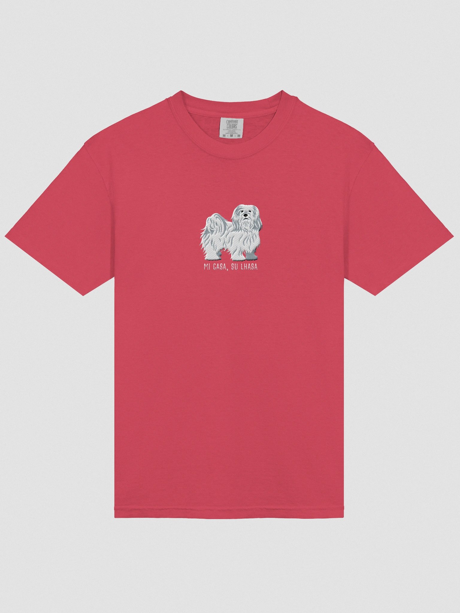 Mi Casa, Su Lhasa T-Shirt(Embroidered) of a Lhasa Apso(White) product image (6)