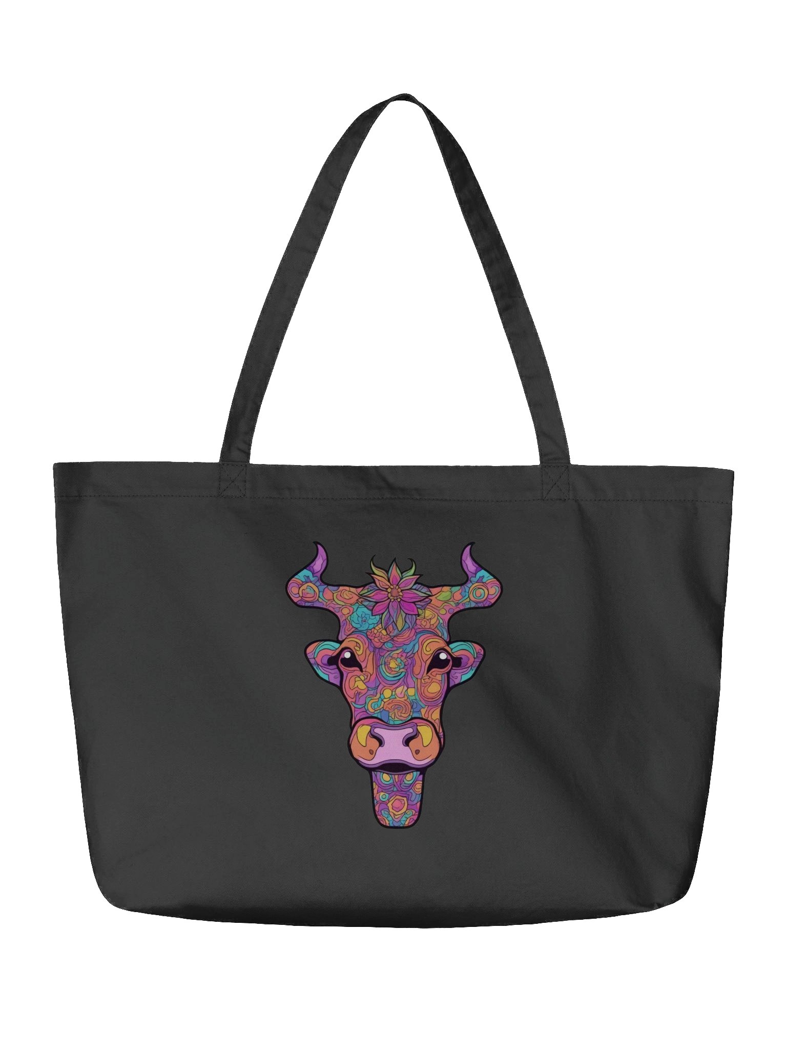Floral Cow Face - Eco-conscious Organic Cotton Tote product image (3)