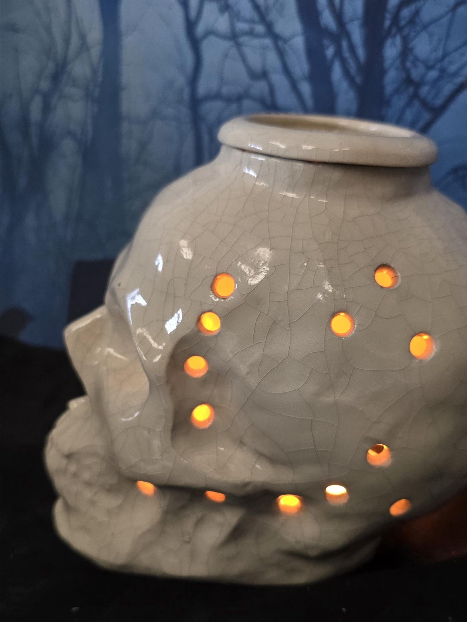 Crackle Glaze Skull Wax Warmer: Ceramic Incense Burner product image (9)