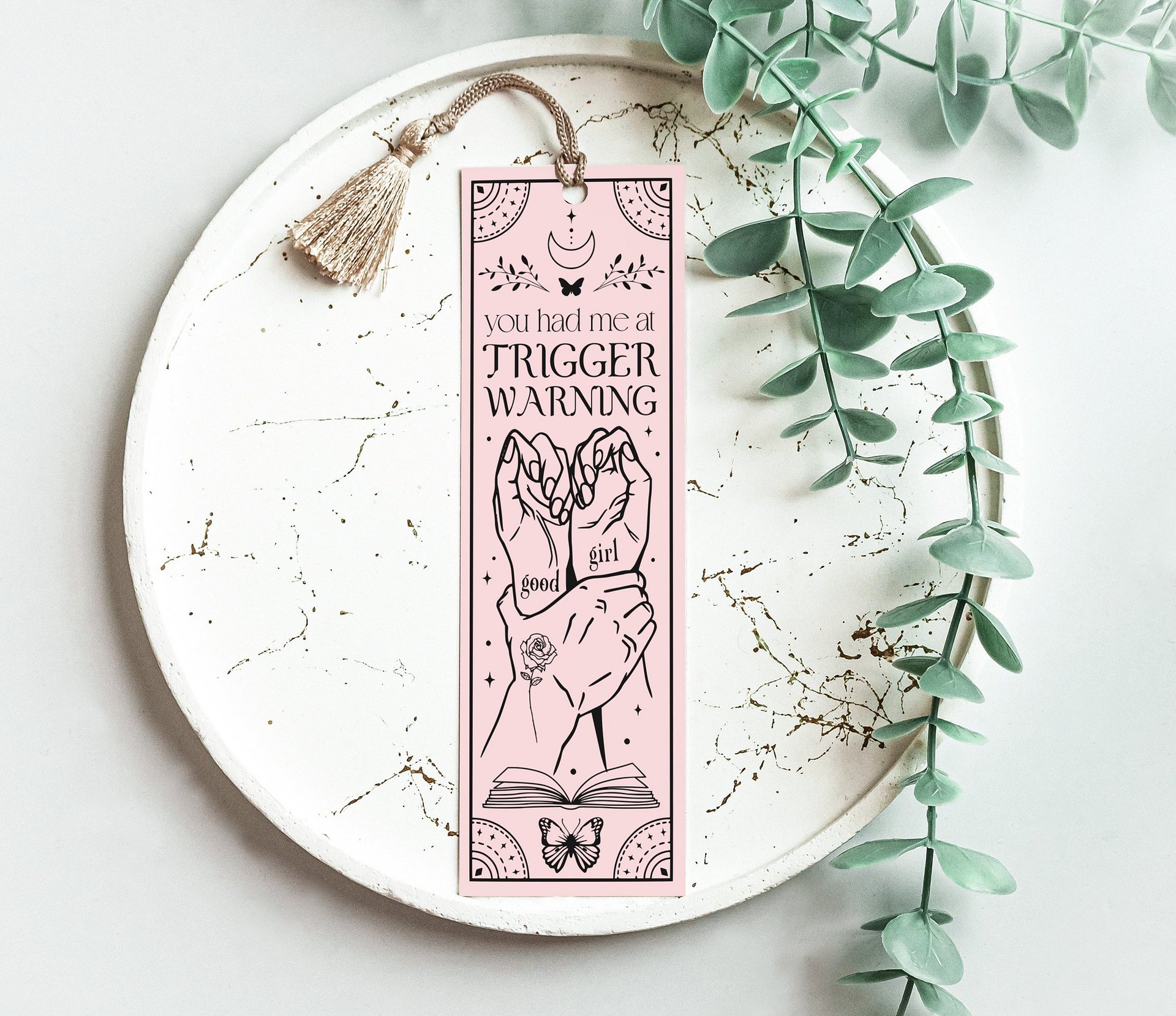 Smut Bookmark Dark Romance Trigger Warning Witchy Boho Black Pink PNG, Printable Bookmarks, Book Lover, Digital Download, Gift for Reader product image (4)