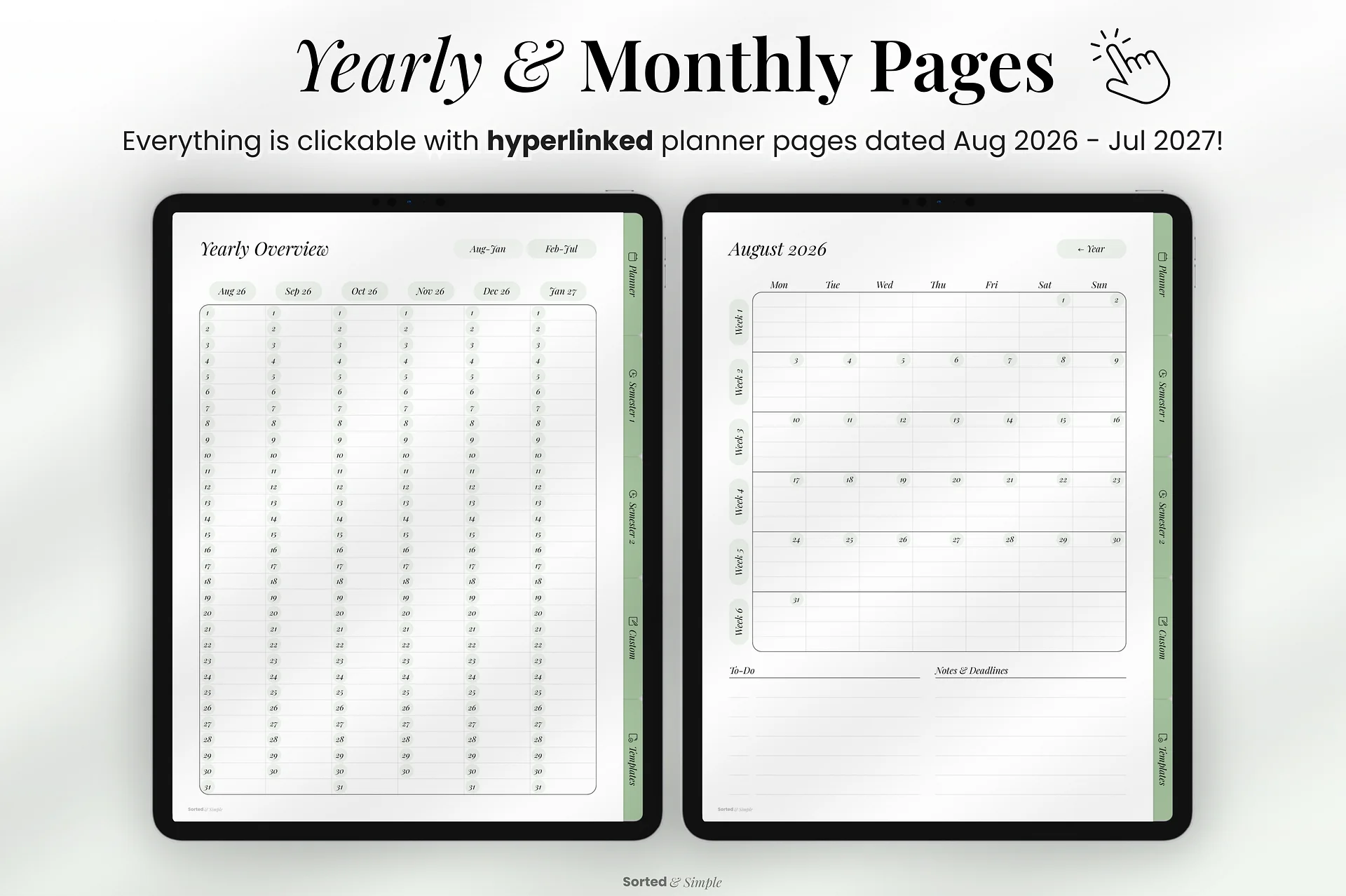 2026/2027 Mid-Year Student Digital Planner Portrait - Matcha Green product image (8)