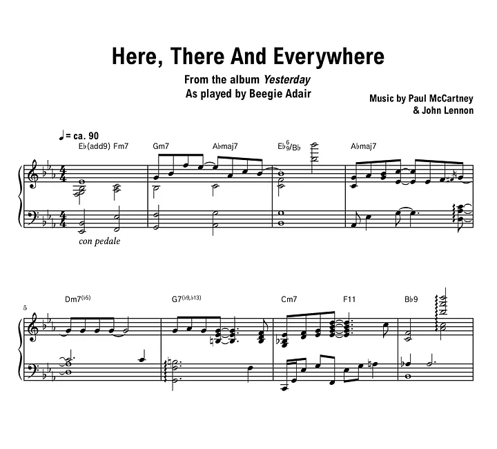 Beegie Adair - Here There And Everywhere - Sheet music (PDF) product image (1)