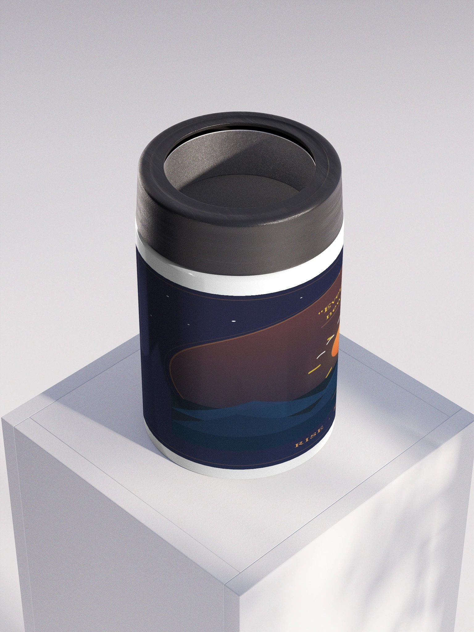 Sunrise Stainless Steel Can Cooler – Rise Shine Repeat Koozie product image (4)