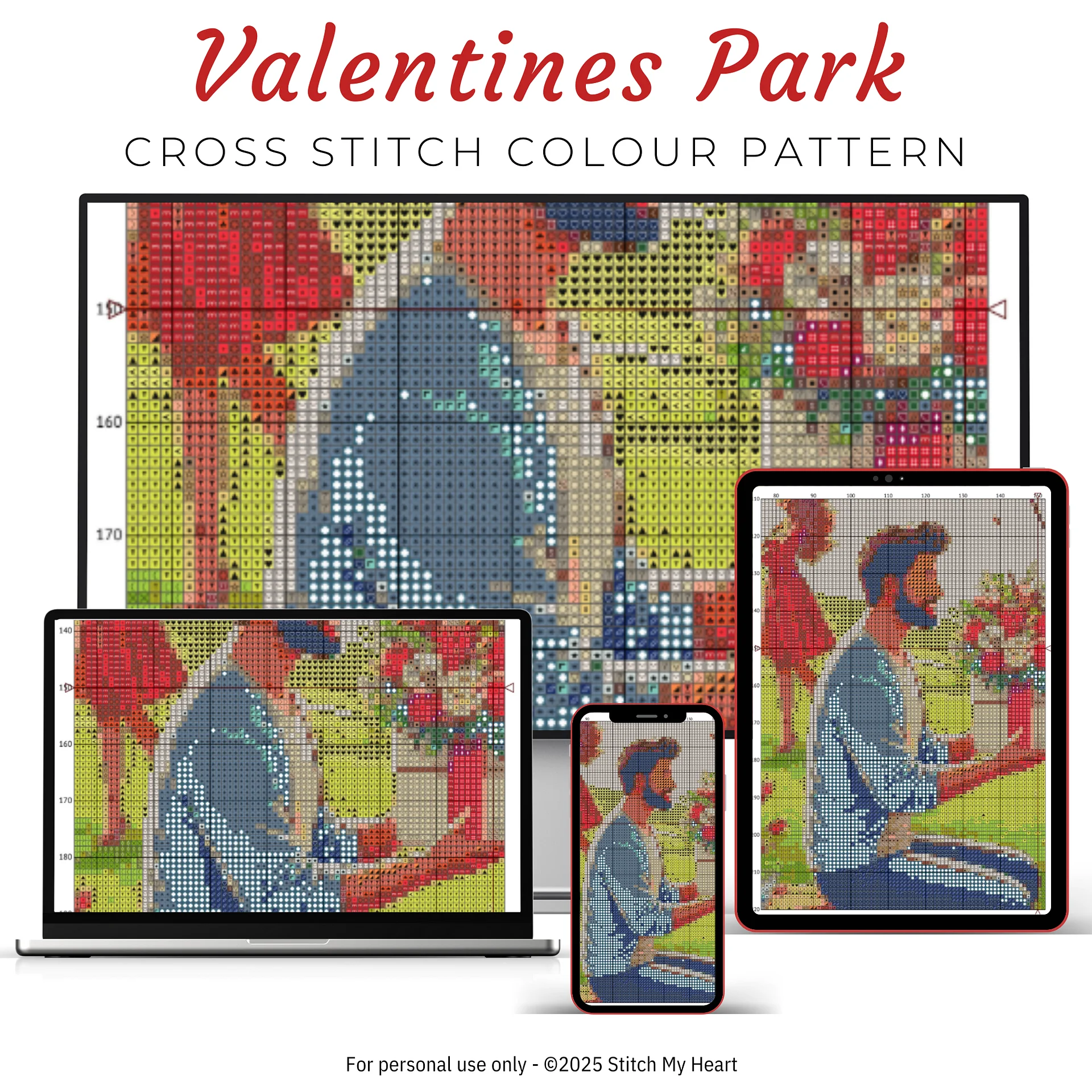 Valentines Day Park Cross Stitch Pattern product image (3)