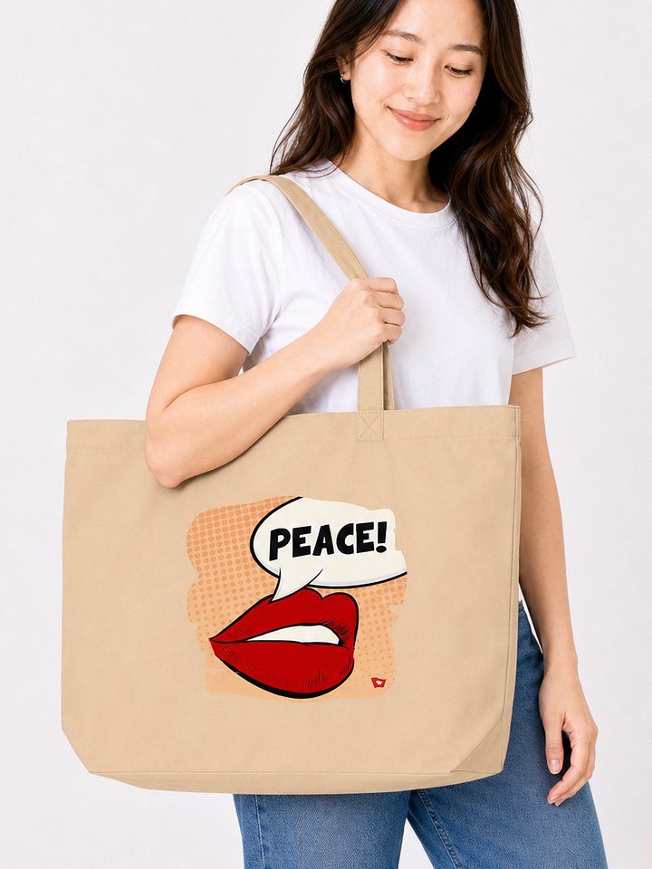 ORGANIC LARGE TOTE BAG, PEACE product image (1)