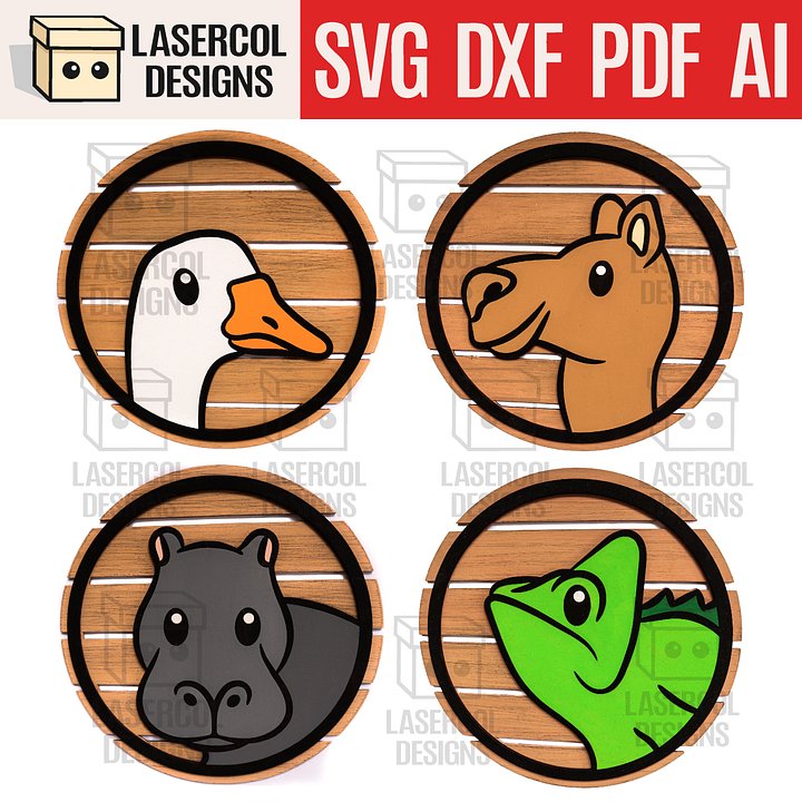 Animals DIY Paint Kit Puzzle Set 4 - Laser Cut Files product image (1)