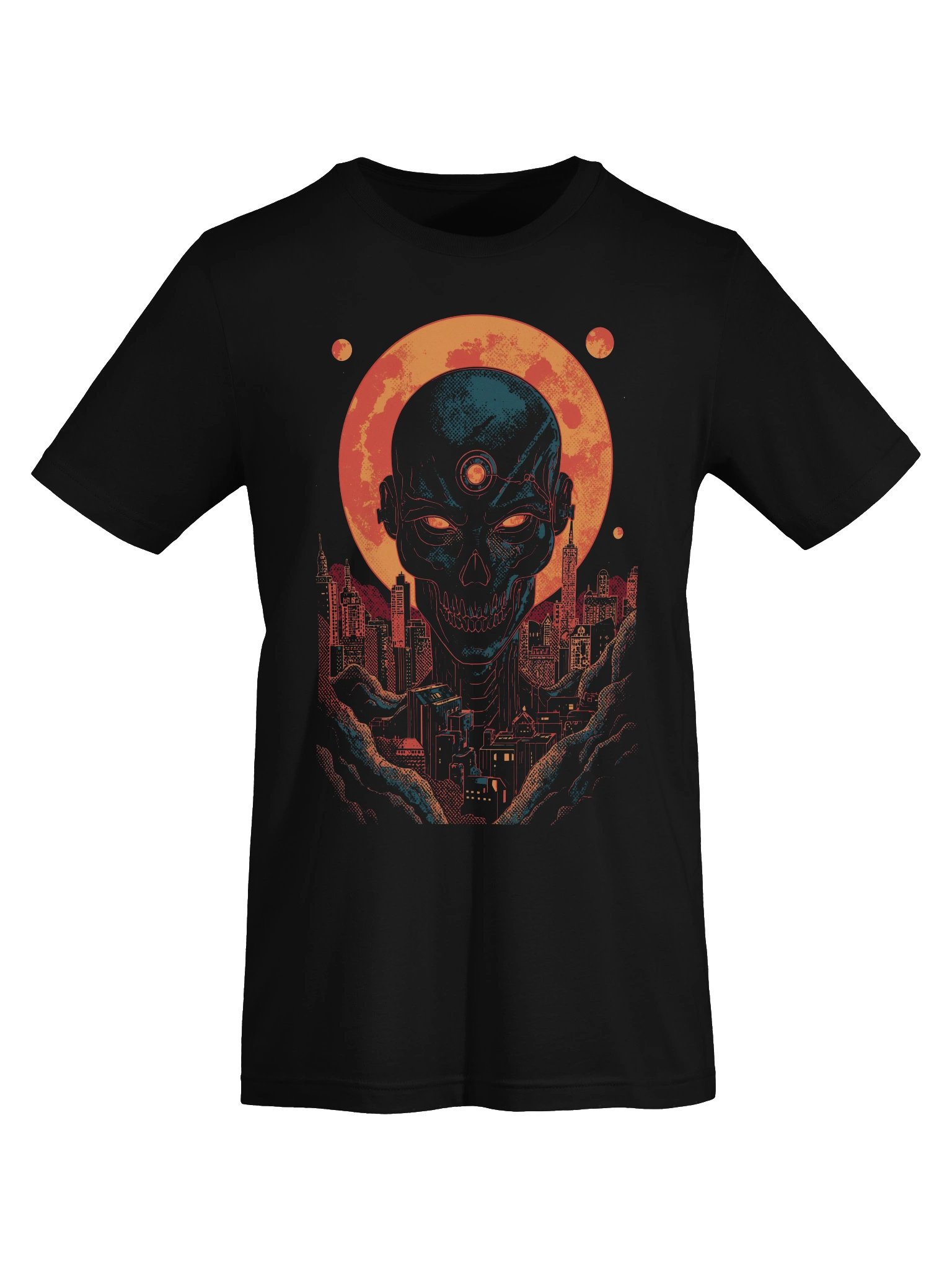 Neon Skull Cityscape Lightweight T-Shirt product image (4)