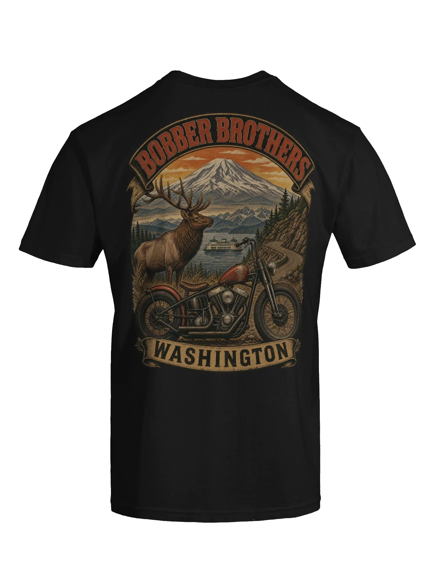 Washington motorcycle t-shirt design by Bobber Brothers