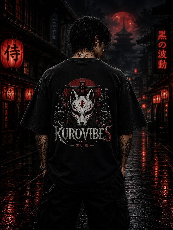 Kitsune Spirit – Japanese Kitsune Mask Oversized Graphic T-Shirt | Dark Streetwear product image (1)
