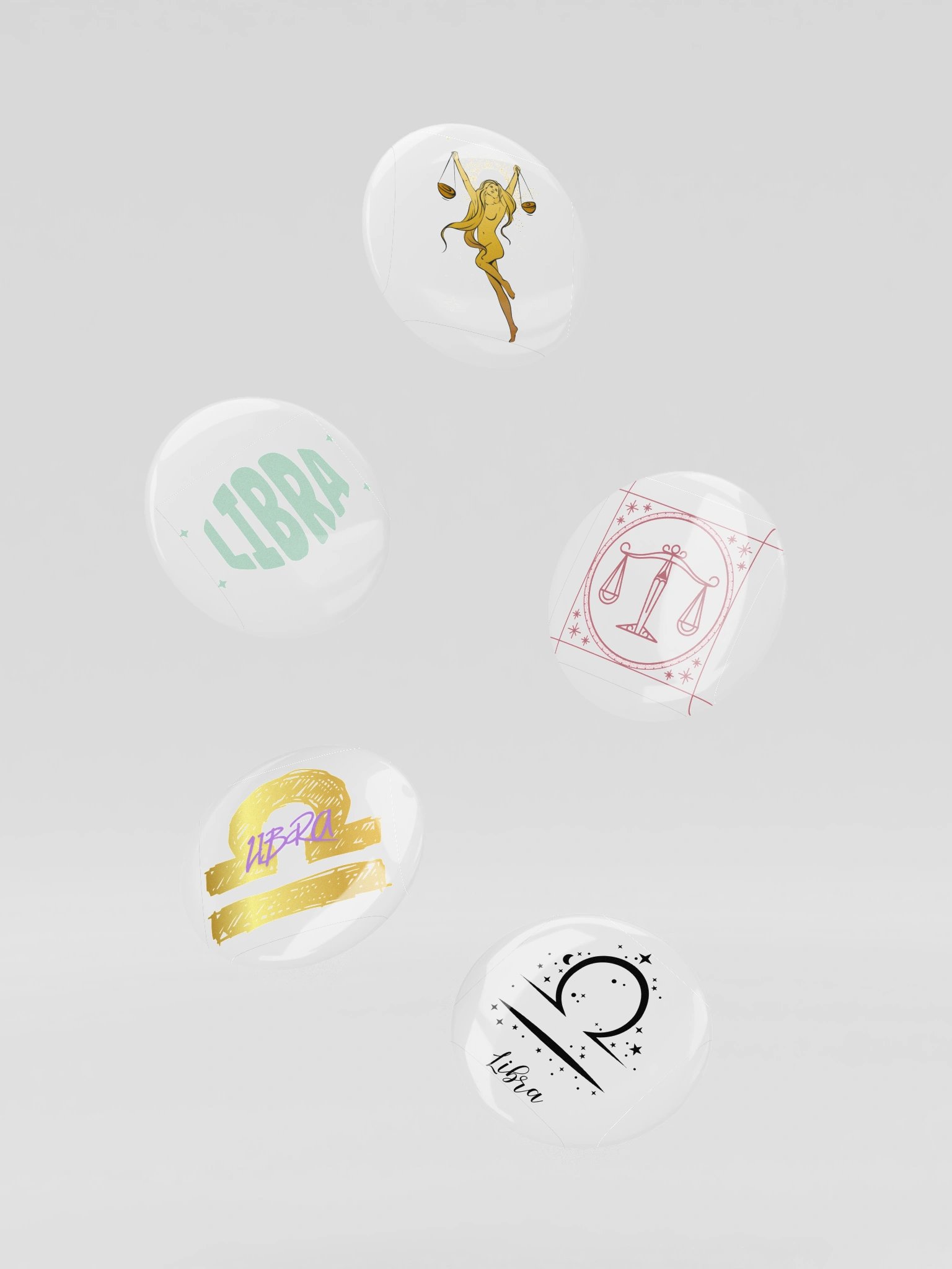 Libra Zodiac Enamel Pin Set of 5 — Black & White Scales Astrology Pins for Jackets, Bags & Witchy Accessories product image (3)