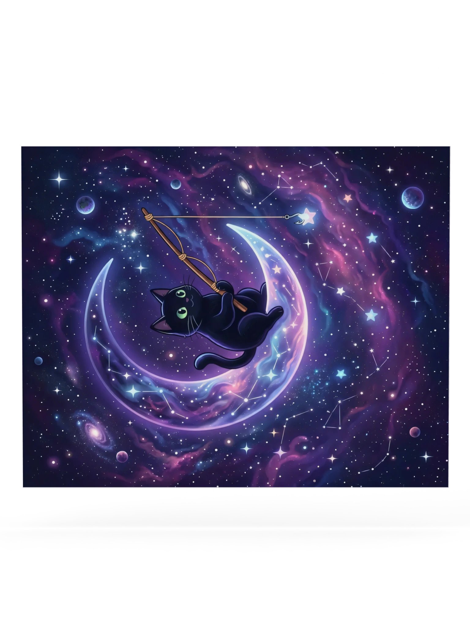 Moon Fishing Cat Poster product image (20)