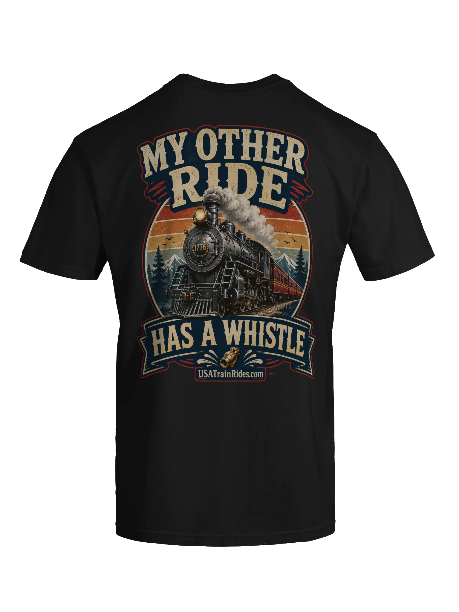 USA Train Rides My Other Ride Has A Whistle Adult T-Shirt product image (7)