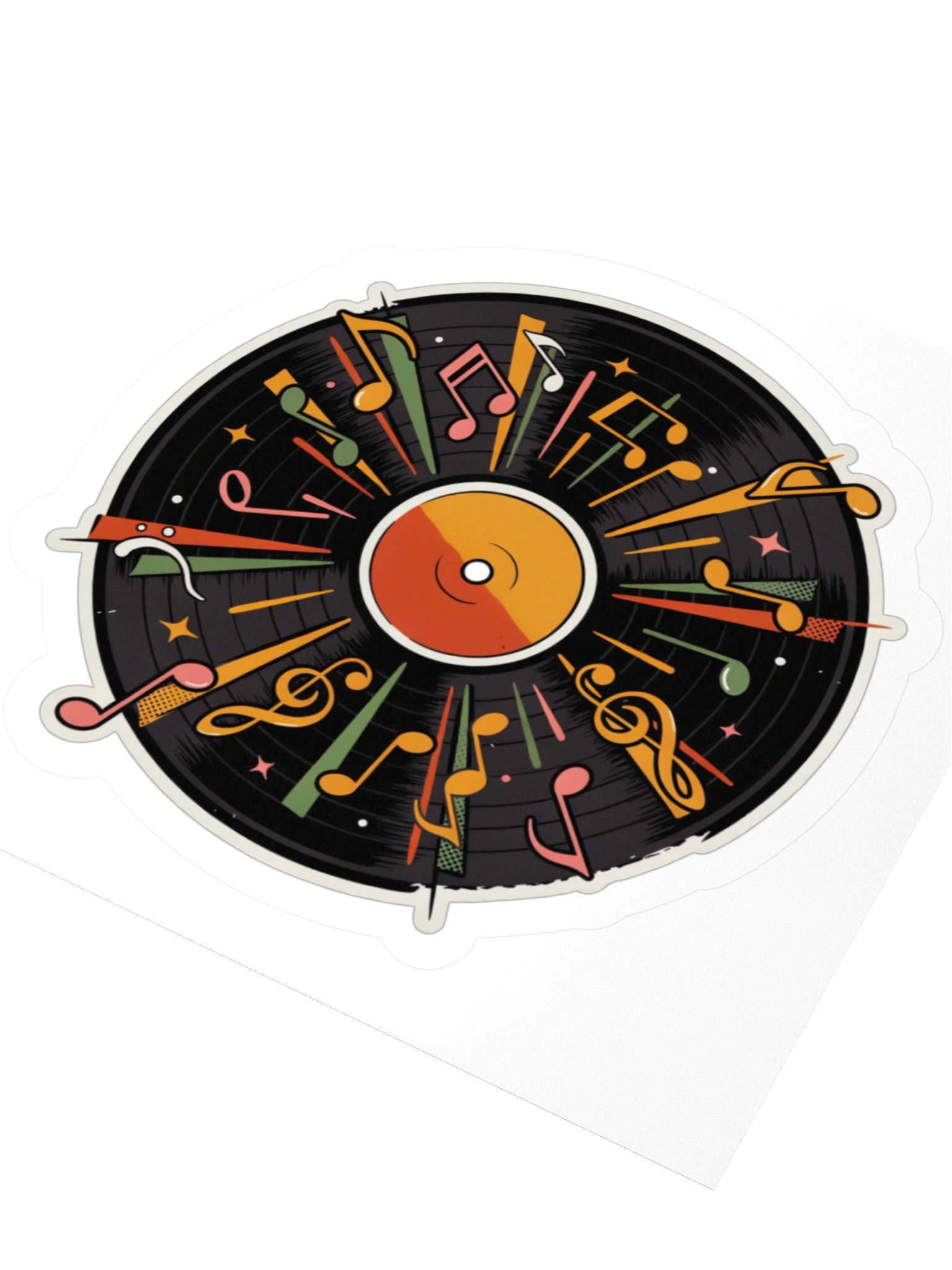 Retro Vinyl Music Notes Kiss Cut Sticker product image (8)