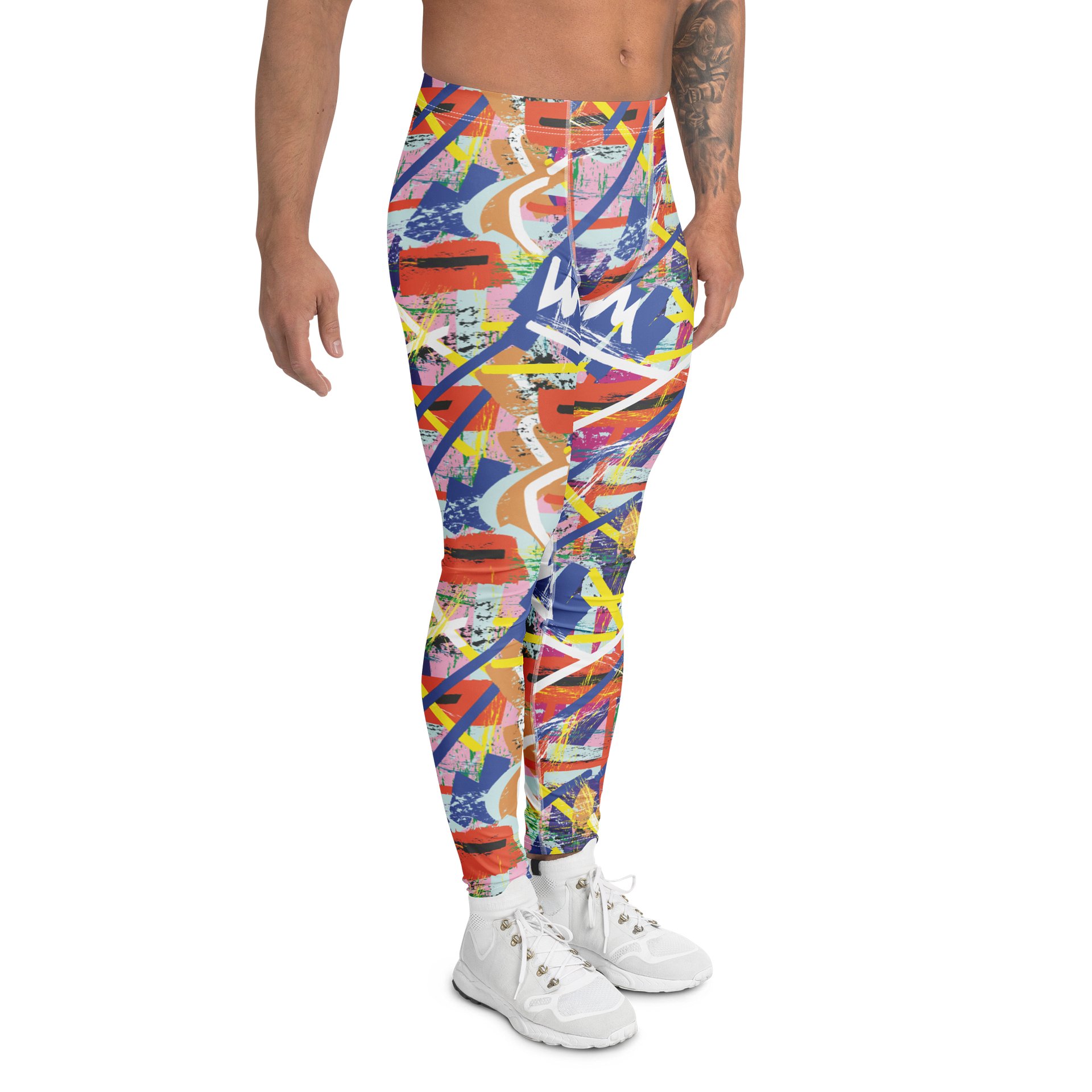 Stylish Men's Leggings with Colorful Abstract Shapes Art product image (3)