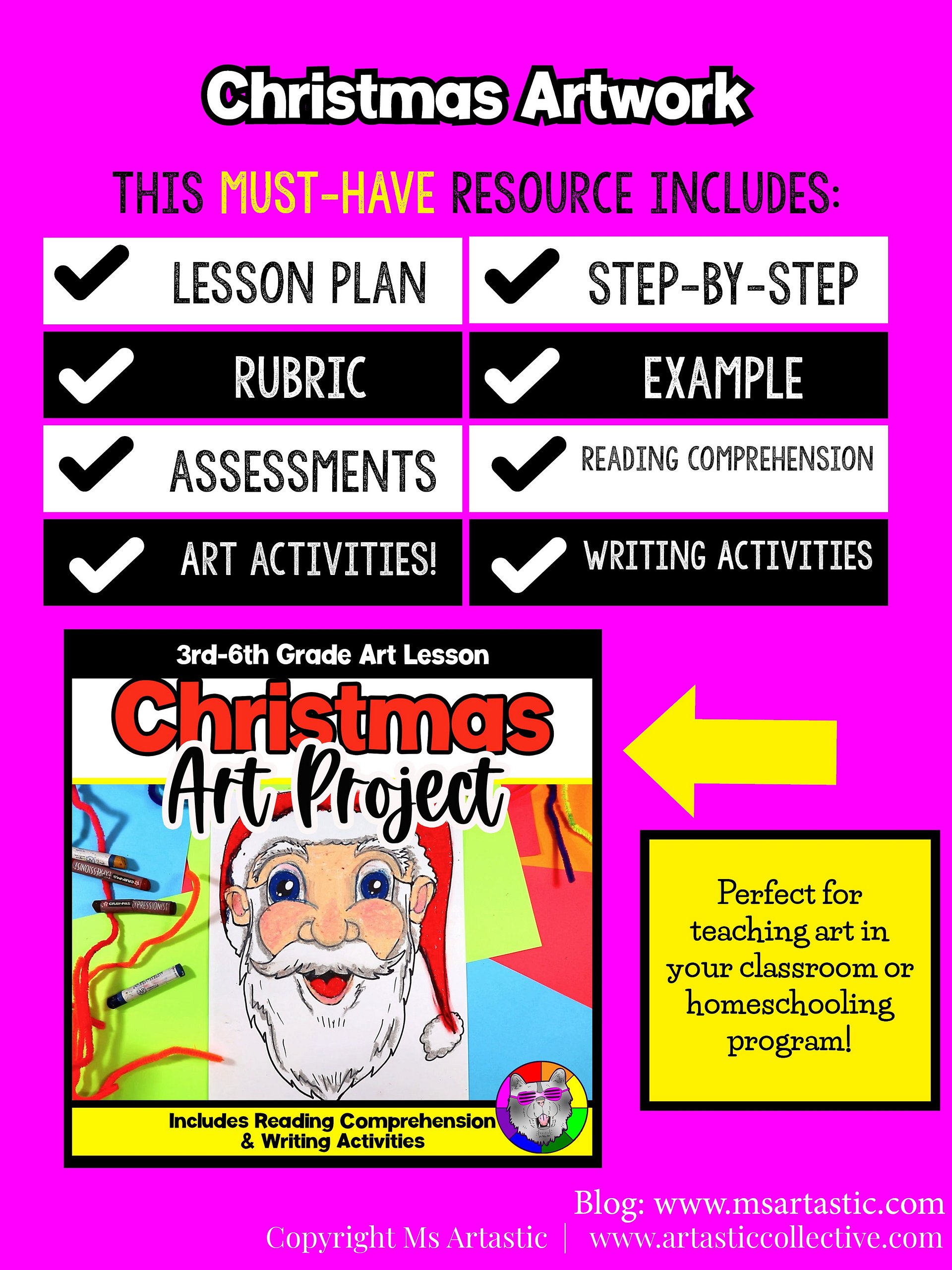 Christmas Santa Claus Art Lesson Santa Portrait Drawing Holiday Art Activity product image (5)