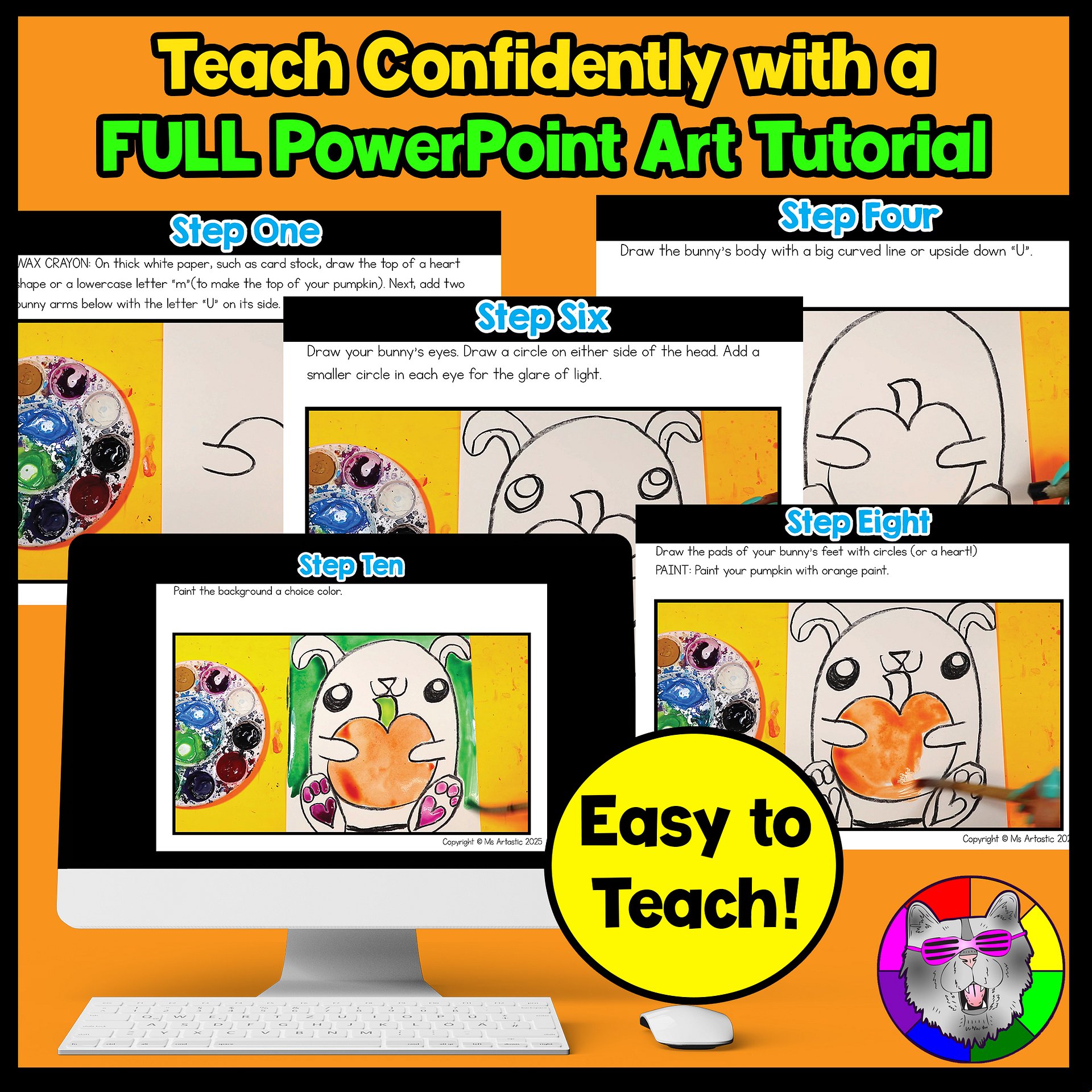 Autumn Art Lesson Bunny Pumpkin Art Project Reading Comprehension Writing Prompt product image (4)