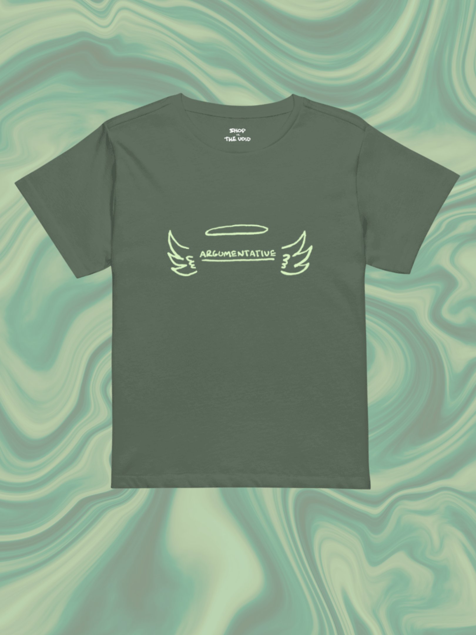 ANGELIC (green duotone) printed waist-length tee product image (1)