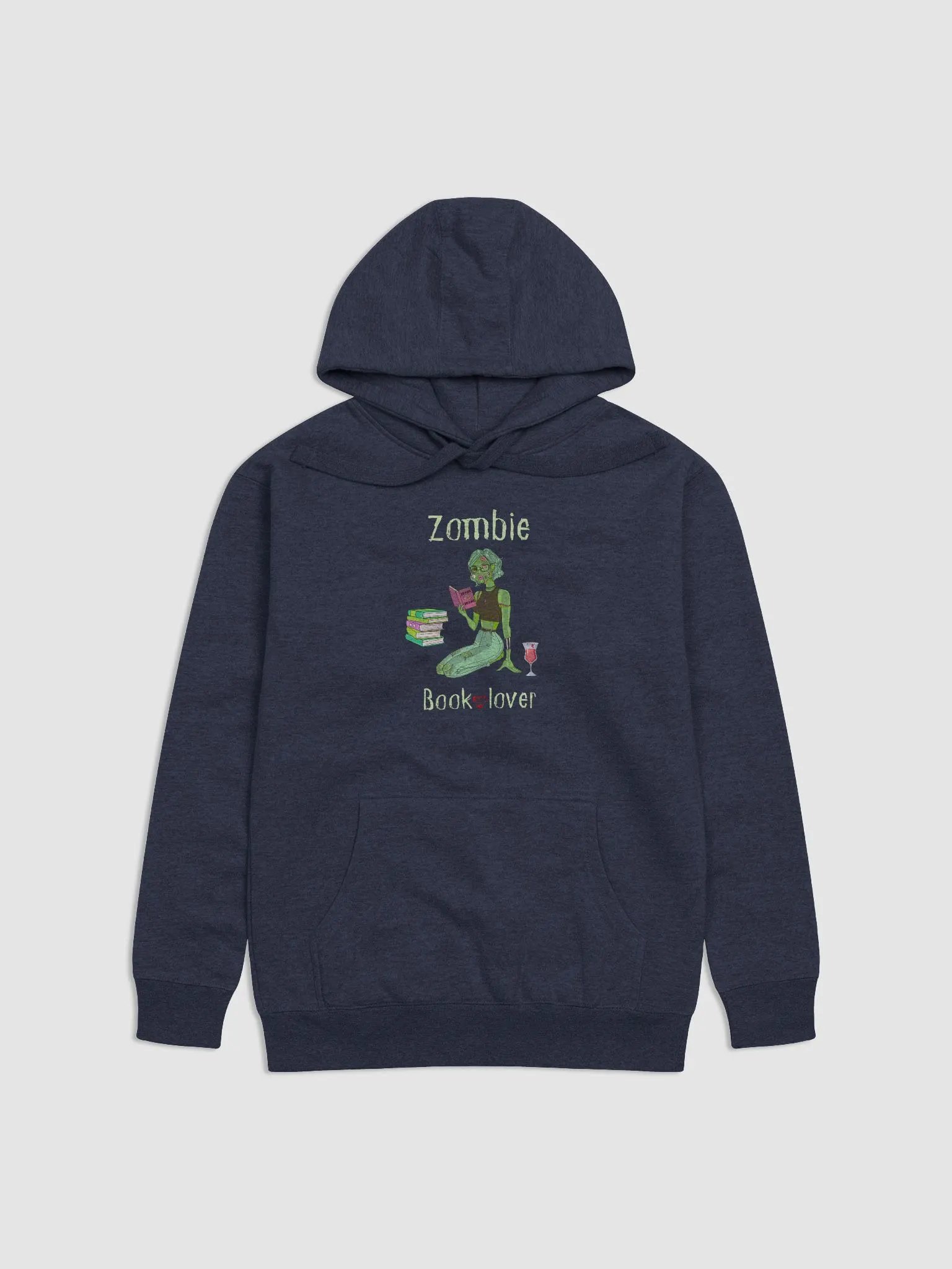 Zombie Book Lover Navy Unisex Hoodie product image (1)