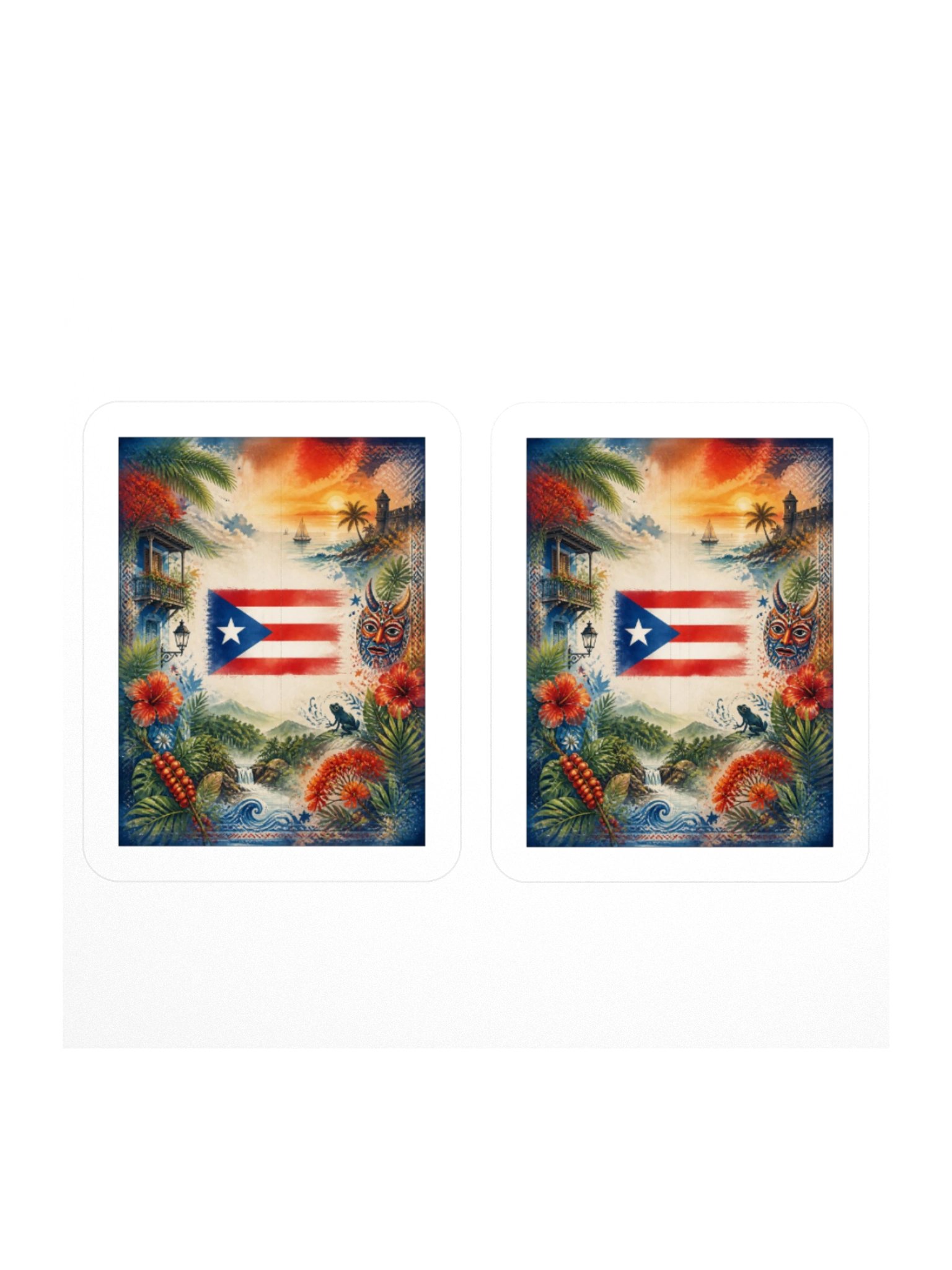 "Puerto Rico" Sunset Tropical Kiss Cut Stickers product image (1)