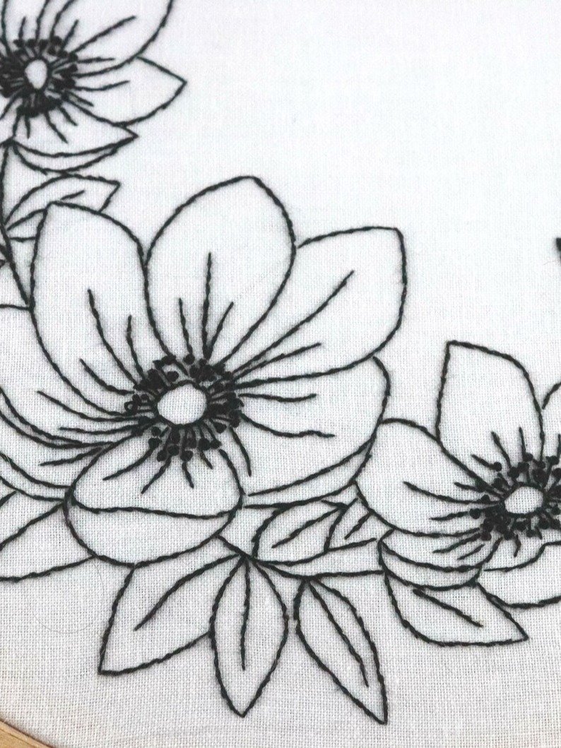 PDF hand embroidery pattern - Anemone floral wreath product image (3)