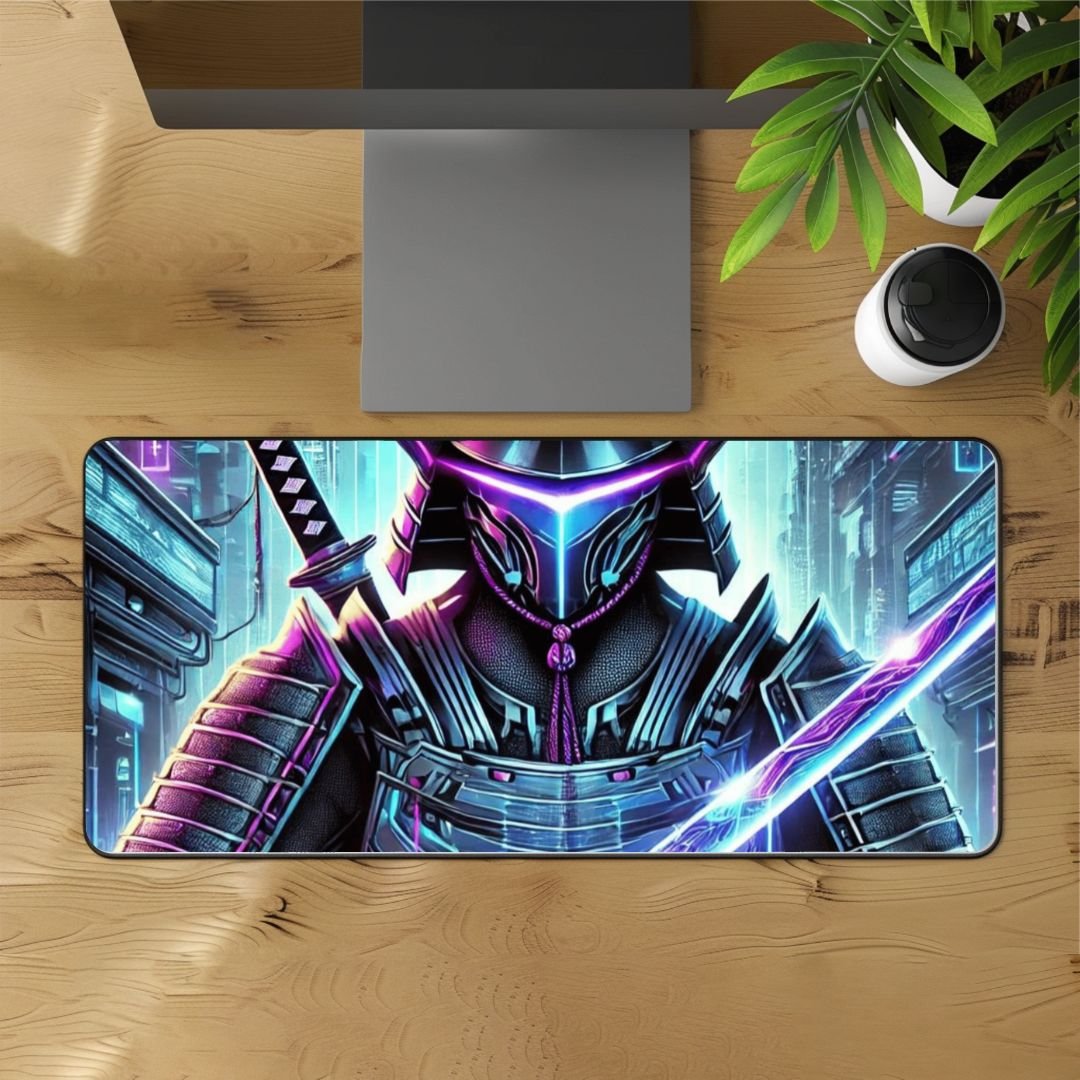 Cyber Samurai Neon Fury Desk Mat - 12"x22" product image (1)